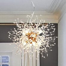 LynPon Modern Firework Chandeliers Gold Dandelion Pendant Light, 8 Lights G9 Alloy Fixtures, Crystals Chandelier Lighting Fixture for Living Room,