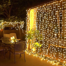 Elegear 6m x 3m Curtain Lights Mains Powered 600 LED, Plug in Outdoor Waterfall Fairy String Lights with 8 Modes for Christmas, Xmas, Garden, Patio,