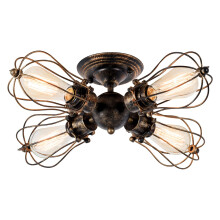 Luling Vintage Ceiling Light Industrial, Chandeliers E27 Socket Metal Wire Cage Lamp Semi-Flush Mount Rustic Ceiling Light Metal Lamp Fixtures (No