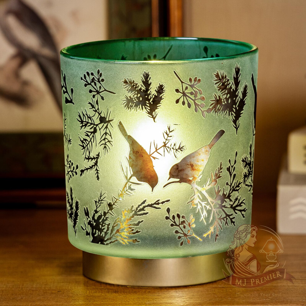 Mj Premier Battery Operated Table Lamps, Battery Lamps Indoor Glass Shade, Cordless Led Lamps With Timer, -Tone Metal Base, Teal Lamps For Living Gold