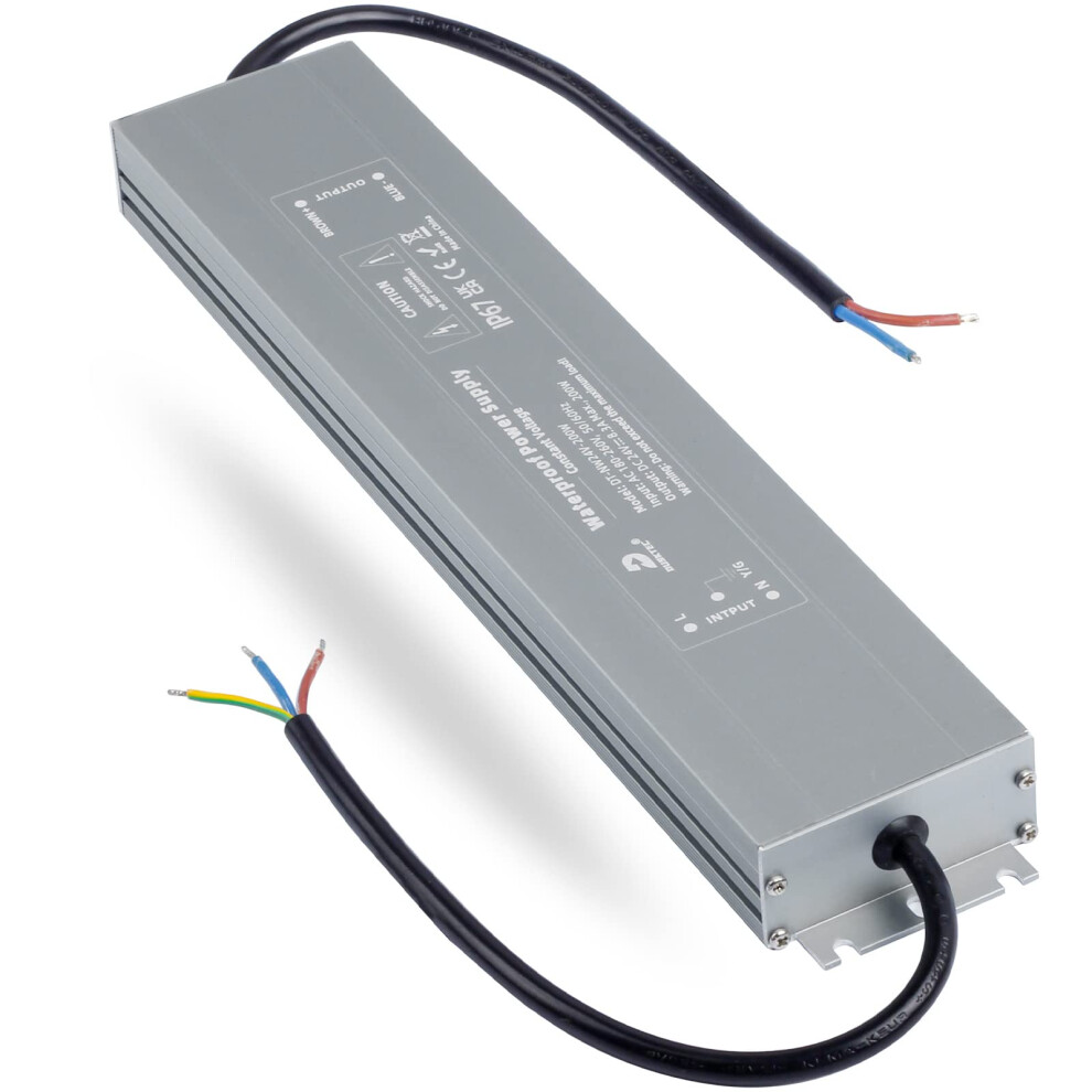 Dusktec Constant Voltage Led Driver 24V 200W 8.3A Ip67 Waterproof Led Power Supply, 240V To 24V Dc Low Voltage Transformer For Outdoor Garden Strip 5051219628245