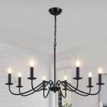 MRHYSWD Black Chandelier, 8 Lights Black Light Chandeliers Ceiling Lights Living Room, Industrial Vintage Chandeliers for Bedroom Kitchen Hall Lounge