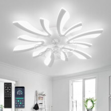 YUNLONG 30.7" Ceiling Fans with Lights and Remote Large Ceiling Light Fan Chandelier Dimmable 6 Speed DC Summer/Winter Ceiling Fans with Lamps Modern
