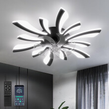 YUNLONG 30.7" Ceiling Fans with Lights and Remote Large Ceiling Light Fan Chandelier Dimmable 6 Speed DC Summer/Winter Ceiling Fans with Lamps Modern
