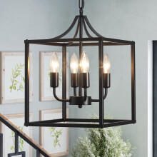 Qcyuui Industrial Metal Chandelier Elegant Black Chandeliers Ceiling Lights for Living Room Lantern Style Hanging Pendant Light Fitting