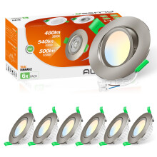 ALUSSO Tilt LED Downlights Dimmable 6W, 540lm Ultra Slim Spotlights 75-78mm, 3CCT Tilt Recessed Lights Warm White 3000K Natural White 4000K Cool White