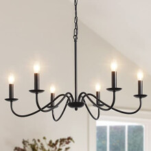 MRHYSWD Black Chandeliers Ceiling Lights Living Room, 6 Lights Pendant Light Fitting Industrial Ceiling Lighting for Kitchen Dining Room Bedroom Hall,