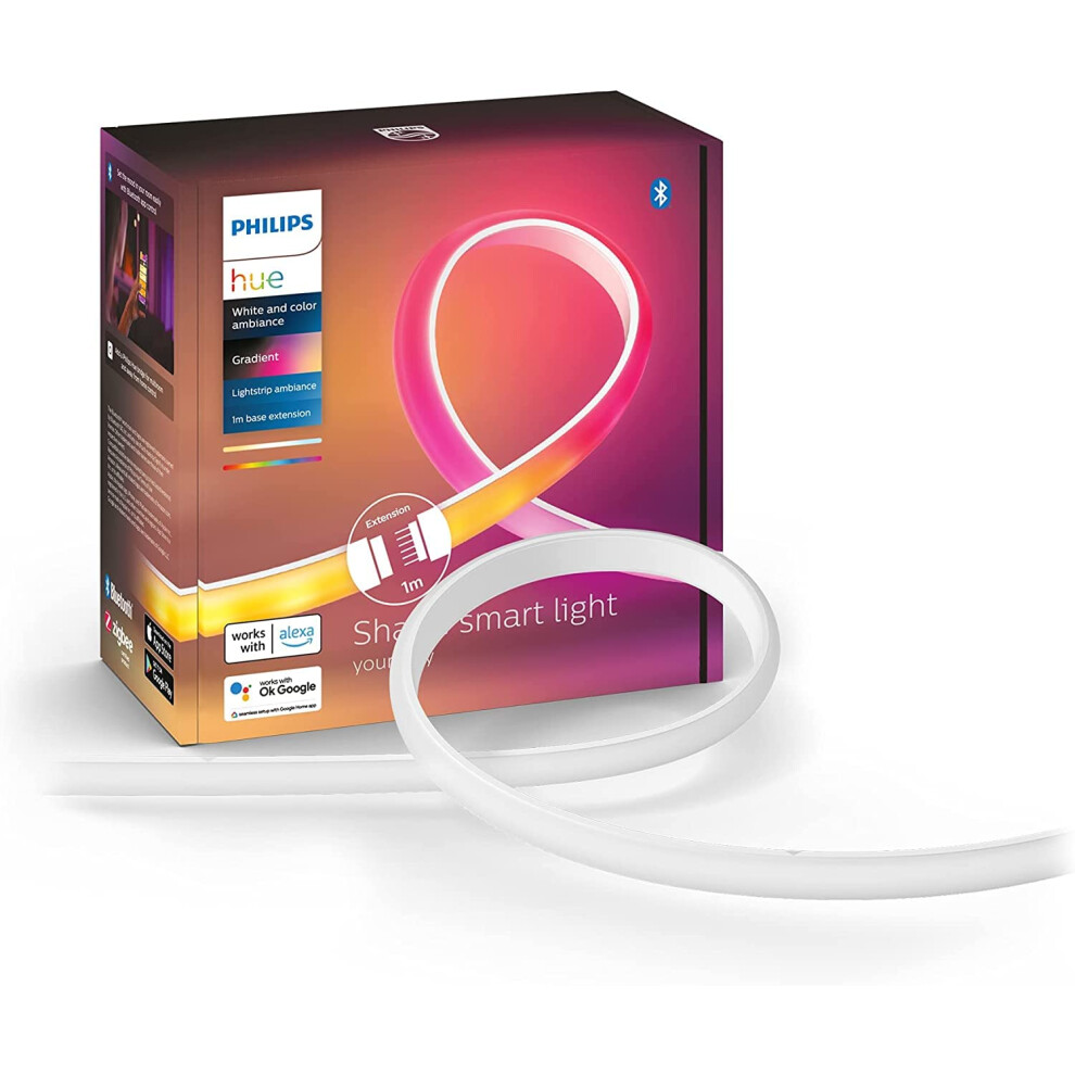 Philips Hue New Gradient Light Strip 1m Extension. for Syncing with Entertainment, Media and Music. with Bluetooth. Works with Alexa, Google Assistant
