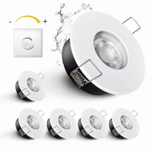Sweier 6 Pack GU10 Dimmable LED Downlights IP65 Waterproof-5W 450LM Cool White 6000K Recessed Ceiling Spotlights,70mm Cutout,Die-Cast Aluminium,SCR