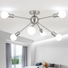 ASHUAQI Sputnik Ceiling Light Chrome Ceiling Lights, 6 Lights Chandeliers Ceiling Light, Mid-Century Modern Chandelier, Industrial Semi Flush Ceiling