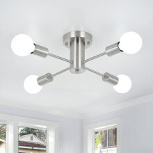 ASHUAQI Modern Chrome Ceiling Lights Living Room, 4-Light Chandeliers Industrial Semi Flush Mount Silver Sputnik Ceiling Light for Bedroom, Kitchen,