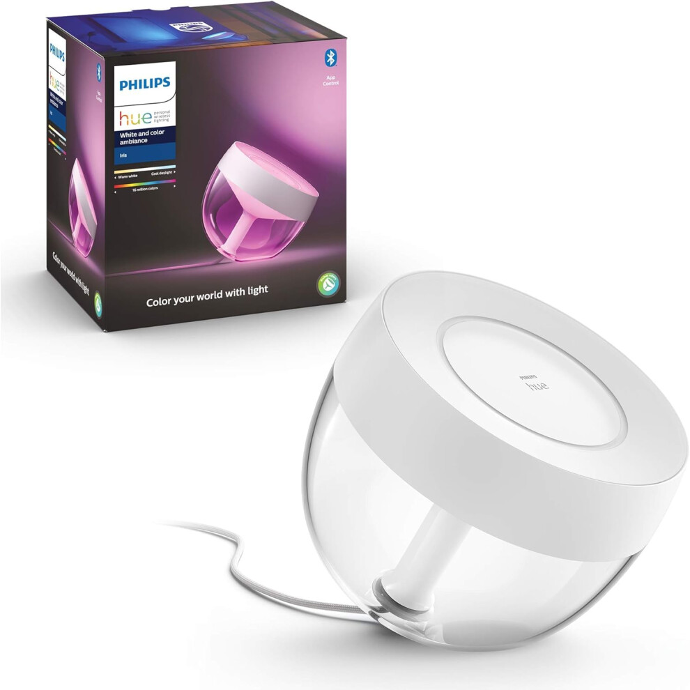 Philips Hue Iris And Colour Ambiance Table Lamp Smart Lighting. [White] With Bluetooth. Works With Alexa, Google Assistant And Apple Homekit, 1 White