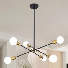 QAREHL Chandeliers Ceiling Lights, 6 Arm Sputnik Ceiling Light for Living Room Modern Black Pendant Light, Sputnik Chandelier for Bedroom, Dining