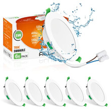 ALUSSO LED Recessed Ceiling Lights Dimmable, 5W IP65 LED Bathroom Spotlights, Warm White 3000K-Neutral White 4000K-Cool White 6500K Adjustable, Cut