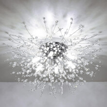 Rayofly Modern Crystal Ceiling Lights for Living Room, Chrome Fireworks K9 Crystals Chandeliers Fittings, 6 G9 LED, Chandelier Ceiling Pendant Lights