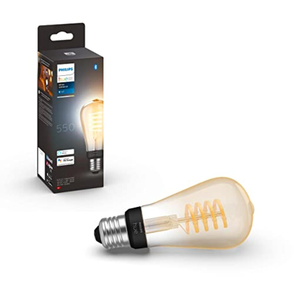 Philips Hue Ambiance Filament St64 Smart Bulb [E27 Edison Screw] With Bluetooth. Works With Alexa, Google Assistant And Apple Homekit White/Light