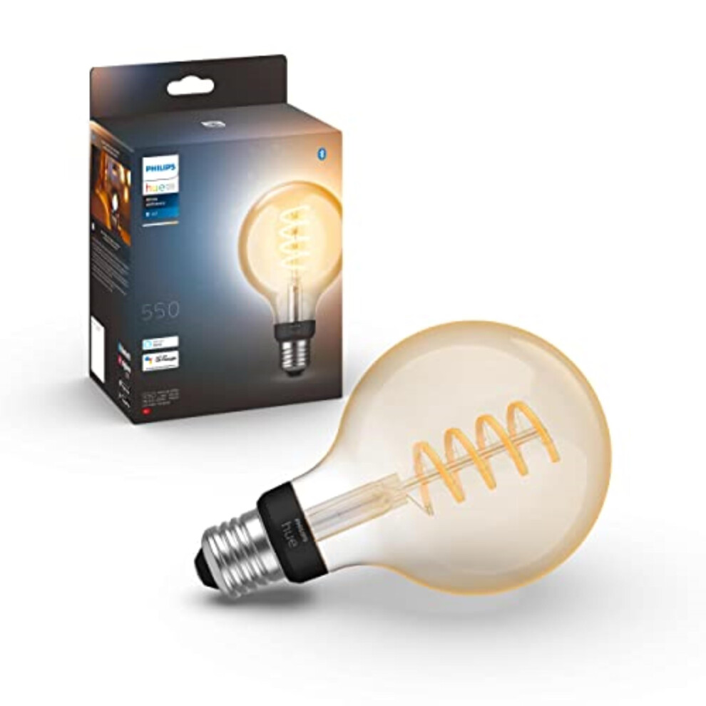 Philips Hue White Ambiance Filament Single Smart LED Globe [E27 Edison Screw] - 550 Lumens. Works with Alexa, Google Assistant and Apple Homekit-image-OPC-PGQ89XH-NEW