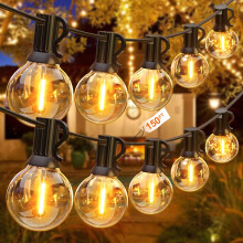 GLUROO Outdoor LED String Lights Mains Powered 45.7M/150FT,Garden Festoon Lights with 75+2 G40 Plastic Bulbs,Waterproof Connectable Hanging Lights for