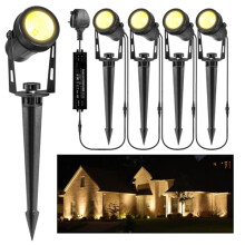 GreenClick Garden Spike Lights, Extendable Garden Lights Mains Powered 12V Low Voltage Landscape Spotlights IP65 Waterproof Outdoor Garden Uplights