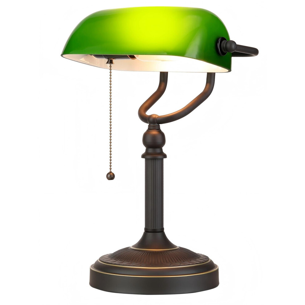 Newrays Antique Green Glass Bankers Desk Lamp with Pull Chain Switch Plug in Fixture-image-OPC-PGQ8B5Z-NEW