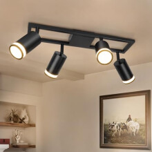 Dehobo LED Kitchen Ceiling Lights GU10, Black Ceiling Spotlights 4 Flames Swiveling 350?, Ceiling Light Bar Spotlight for Kitchen Bedroom Living Room,