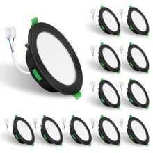 ALUSSO LED Recessed Ceiling Lights, 7W 480LM LED Downlights Dimmable, 30MM Ultra Slim Round Black Spotlights, Warm White/Neutral White/Cool White