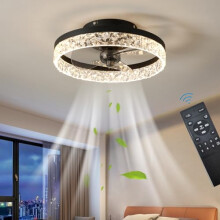 Quiet Ceiling Fans with Lights Remote Control, Modern Lighting Fan Ceiling Light LED Dimmable Ceiling Fan Lamps for Bedroom Living Room, Fan
