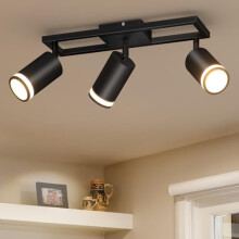 Dehobo LED Kitchen Ceiling Lights GU10, Black Ceiling Spotlights 3 Flames Swiveling 350?, Ceiling Light Bar Spotlight for Kitchen Bedroom Living Room,