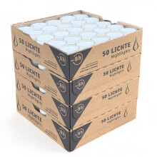 Horeca Candles - Tea Light Candles in Clear Cup 200 Pack - 8 Hours Burn Time - White Wax - Smokeless, Dripless, Unscented Candles Bulk