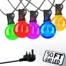 ZOMELIT Garden String Festoon Lights Outdoor - 50ft Outside Lights Mains Powered Coloured 25+5 G40, Shatterproof Waterproof Decoration for Gazebo