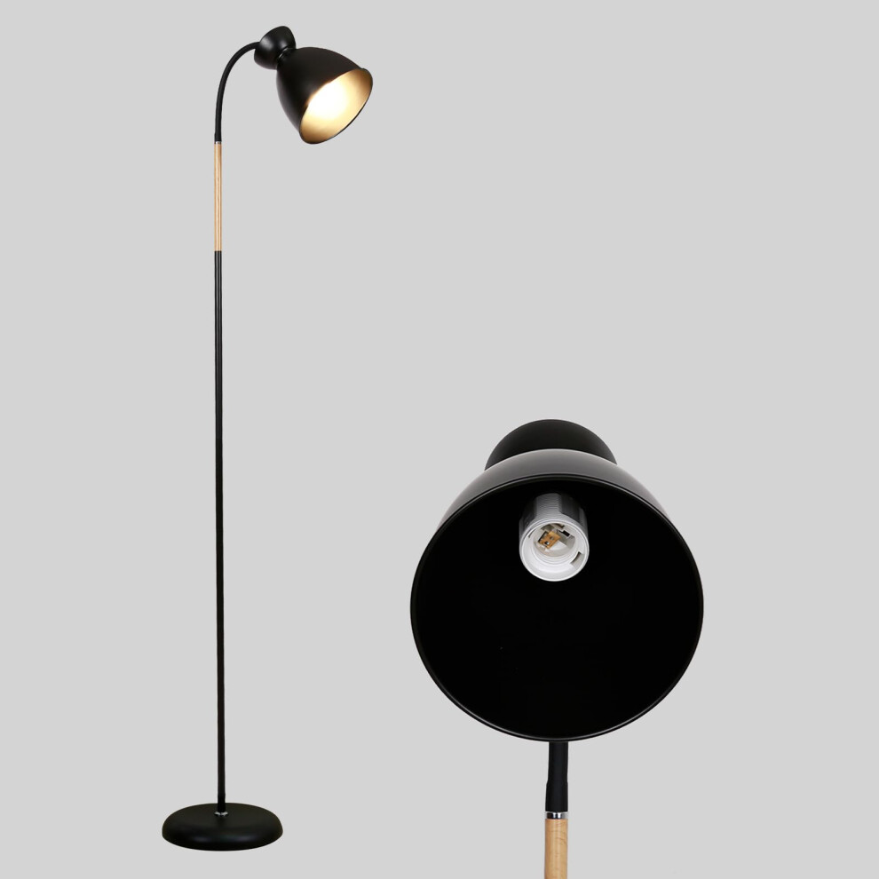 Amdelne Floor Lamp, Floor Light for Living Room,Holder Without Bulb,E27 Lamp 60W Max, Black Floor Lamp Adjustable Metal Heads Corner Industrial Floor-image-OPC-PGQ8BGX-NEW