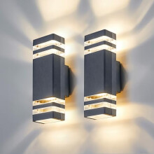 CELAVY Outdoor Wall Lights Mains Powered Outside Up Down Lights, IP65 LED Porch Front Door Light, Waterproof Square GU10 Exterior Modern Lighting
