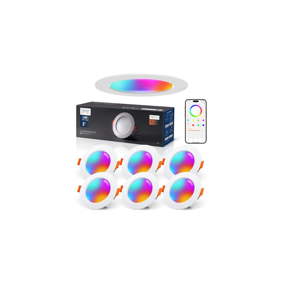 Varicart Smart Led Downlights For Ceiling Alexa, 7W Bluetooth Rgb Colour Changing Spot Lights 2700K-6000K, Dimmable Recessed Ceiling Lights, App
