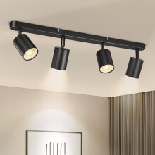 Spotlights Ceiling Lights GU10, Matt Black LED Ceiling Spotlight Bar 4 Way, Rotatable Modern Ceiling Spot Light Indoor, GU10 Ceiling Light Fitting for