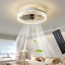 Exlafi Quiet Modern Ceiling Fans with Lights and Remote Control, LED Dimmable Fan Lamps for Bedroom and Living Room, Reversible with 6 Speeds (White,