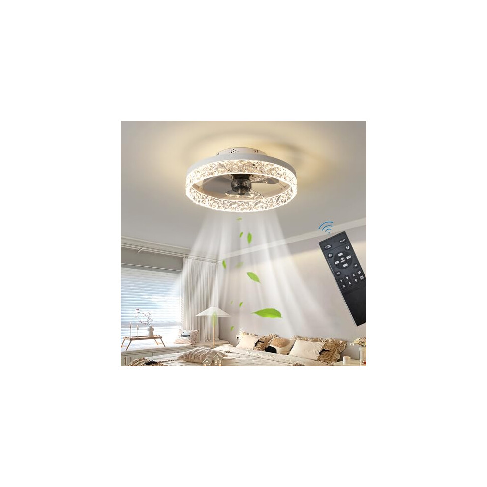 Exlafi Quiet Modern Ceiling Fans With Lights And Remote Control, Led Dimmable Fan Lamps For Bedroom And Living Room, Reversible With 6 Speeds (White,