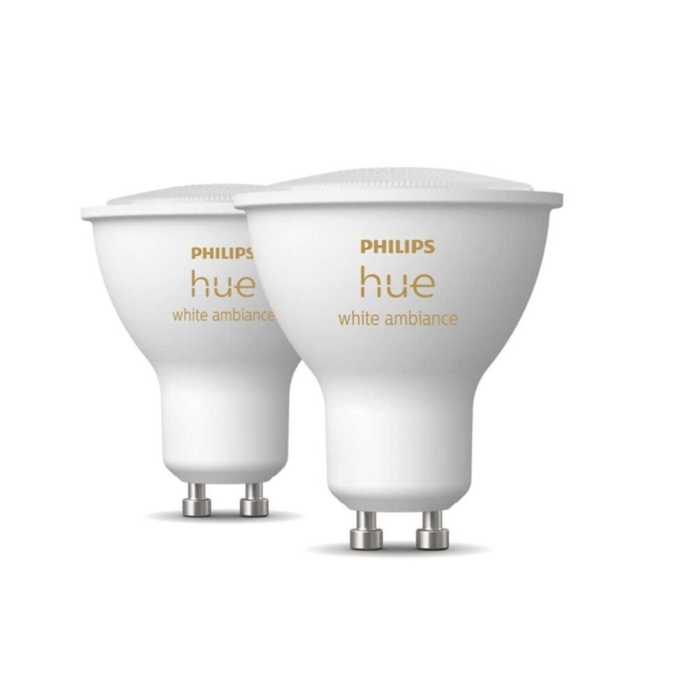 Philips Hue White Ambiance Smart Light Bulb 2 Pack [GU10 Spot] with Bluetooth. Works with Alexa, Google Assistant and Apple Homekit.