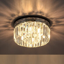 Rayofly Modern Crystal Chandeliers Ceiling Lights, 2-Tiers Crystal Flush Ceiling Lights, Chrome, 6-Lights G9, Elegant Glass Crystal Chandelier Lamps