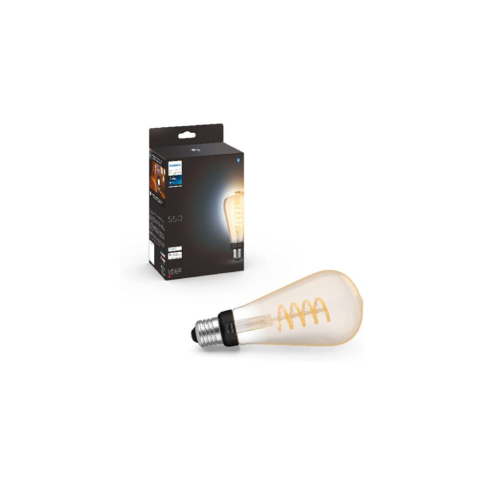 Philips Hue White Filament Single Smart LED ST64 Bulb [E27] for Indoor Home Lighting. Warm White for Decorative, Vintage Style Lighting Design.