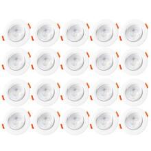 LED Downlights 24mm Ultra Slim, 5W 460lm LED Recessed Ceiling Lights, Warm White 3000K, IP20 Waterproof Rotatable Bathroom Kitchen Spotlights, 20 Pack