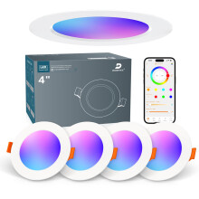 DUSKTEC Recessed LED Downlights Alexa, Smart Spot Lights Ceiling with APP & Voice Control, RGB Colour LED Spotlights 2700K-6000K, 10W Warm White to