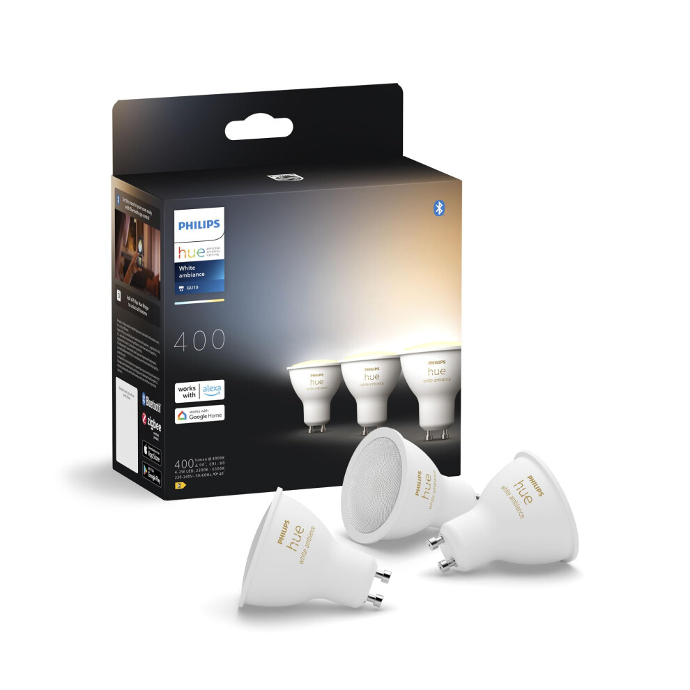 Philips Hue GU10 ? Smart Spotlight ? (3-Pack) White Ambiance