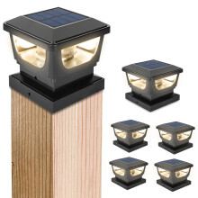 GEYUEYA Home Solar Post Lights,Warm White Solar Post Cap Lights Fence Post Lights Pathway Lights for 3x3 4x4 inch Wooden Posts Deck Cap Garden Yard