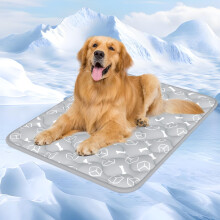 Rywell Dog Cooling Mat Elegant Grey,110 * 80cm Thicken Cooling Mat for Dogs,Dog Cooling Mat Large with Endothermic Color Changing Arc-Chill Cooling