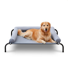 TJSOULER Outdoor with Removable Bloster, Cooling Raised Dog Bed for Medium Dogs, Breathable Washable Mesh, Elevated Dog Bed for Home and Garden L,Grey