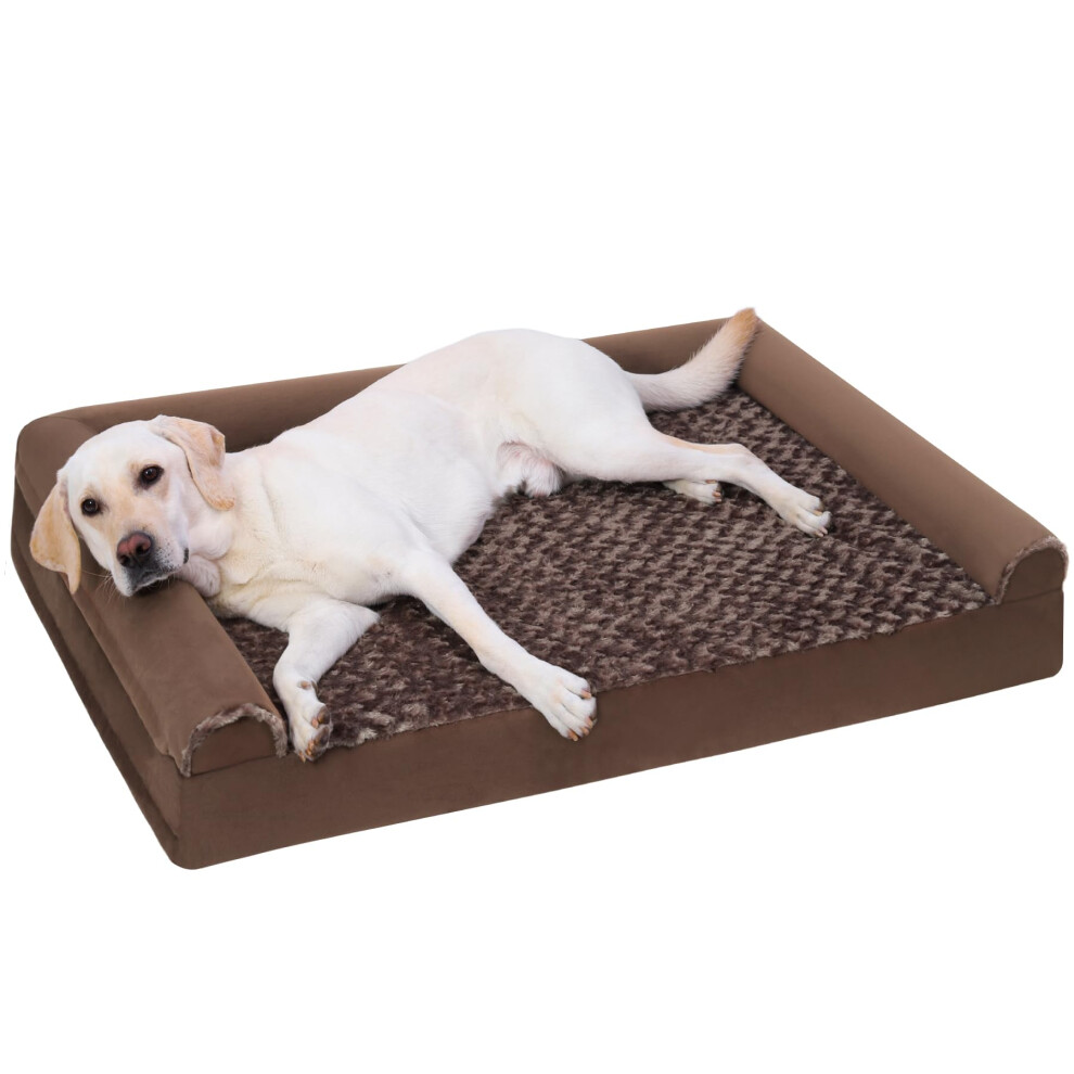 KSIIA Large Dog Bed, Orthopedic Dog Sofa Beds Pet Bed, Dog Couch with Removable Washable Cover, Waterproof Dog Bed, Pet Sofa with U-Shape Bolster,-image-OPC-PGQ8DRG-NEW