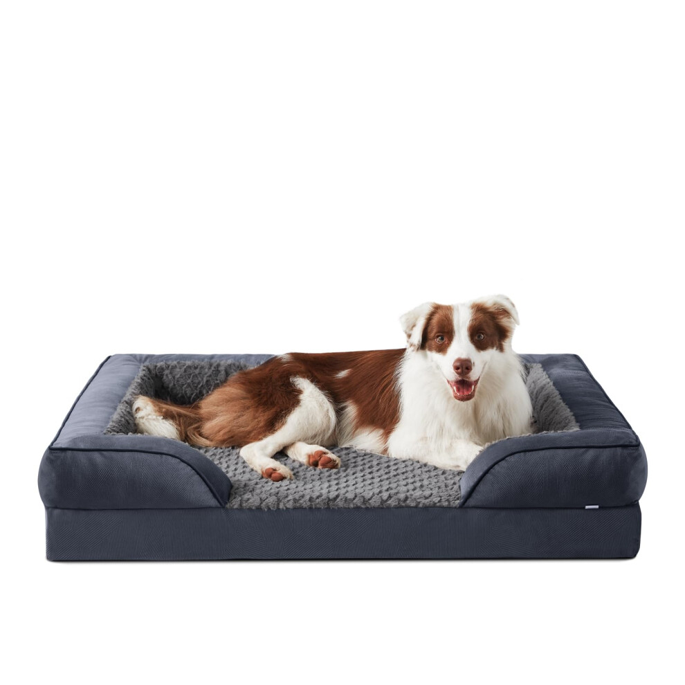Joejoy Large Dog Bed, Orthopedic Memory Foam Dog Beds, Washable Pet Bed, Fits Up To 50Lbs, Good For Doberman Pinscher, Sheltie, Border Collie, Grey
