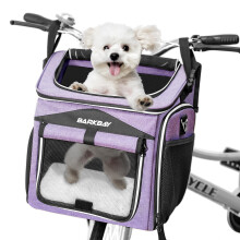 BARKBAY Dog Bike Basket Carrier, Expandable Foldable Soft-Sided Dog Carrier, 2 Open Doors, 5 Reflective Tapes, Pet Travel Bag, Safe and Easy for Small