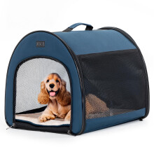 PETSFIT Collapsible Dog Crate, Dog Travel Crate - 26.5 Inch Lightweight, Roomy, Easy to Set Up, Portable Pop Up Dog Carrier with Thick Mat, Sturdy
