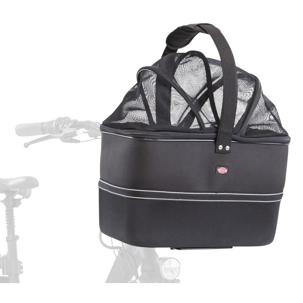 Trixie dog bike basket for front up to 13.2 lbs ? 16.1 ? 18.5 ? 11.4 inches ? dog bicycle basket for handlebars ? includes rain cover and mesh top,